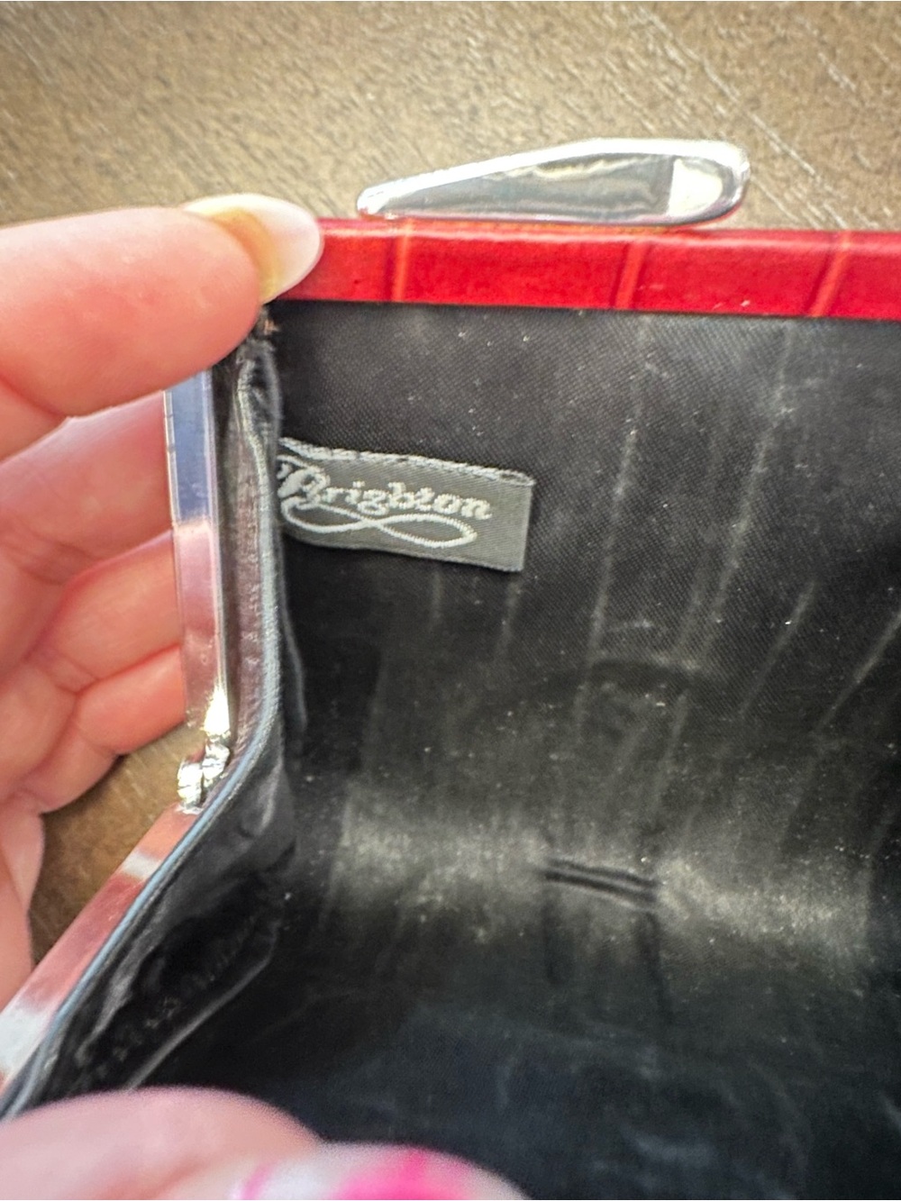 Brighton Vintage Red Croc-Embossed Leather Coin Wallet/ Card Holder - Picture 7 of 15